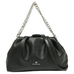 Michael Kors Black Faux Leather Extra-Large Nola Clutch Bag
