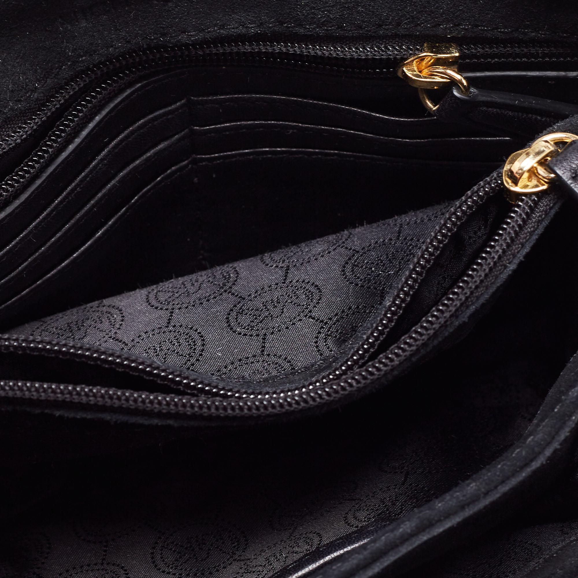 Michael Kors Black/Gold Suede and Leather Small Sloan Shoulder Bag 2