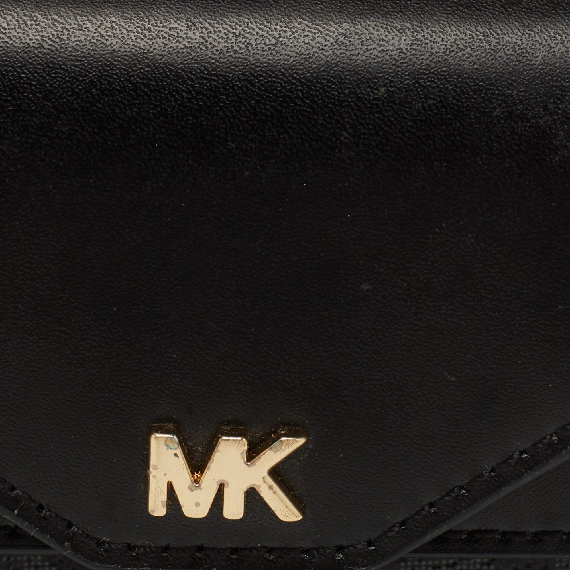 Michael Kors Signature Black/Grey Coated Canvas and Leather Card Case (étui à cartes en cuir et toile enduite) Pour femmes en vente