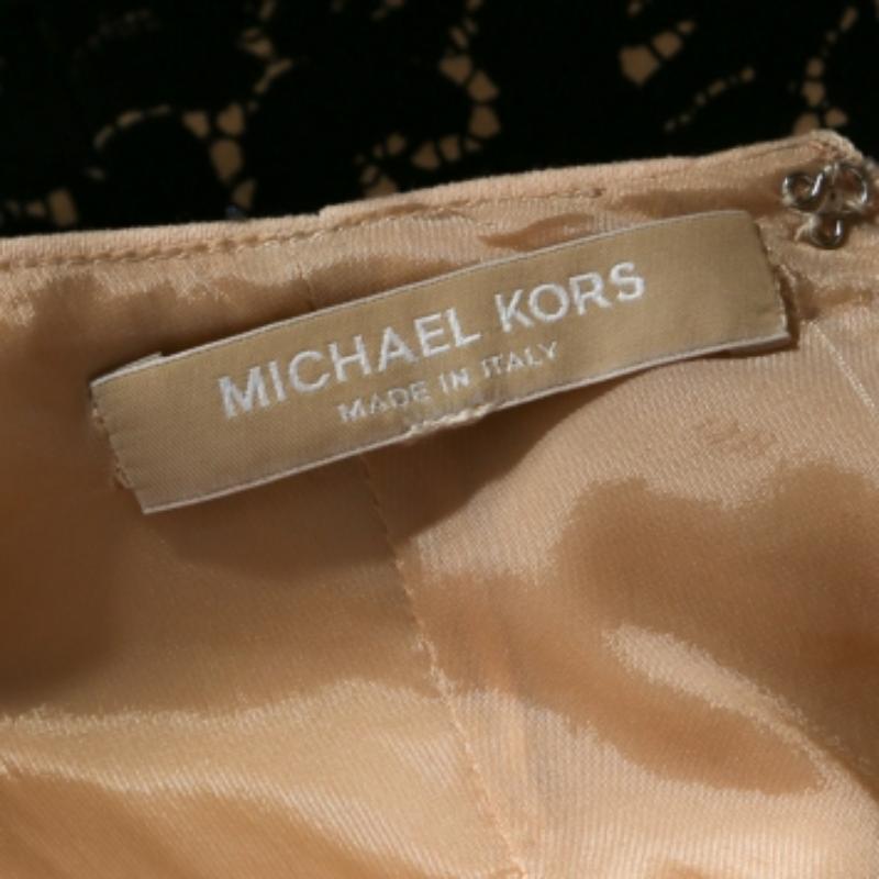 Michael Kors Vestido de crepé de lana elástico con estampado de encaje negro M en Bueno estado para la venta en Dubai, Al Qouz 2