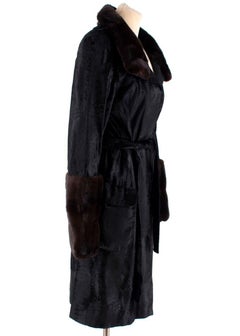 Michael Kors Black Lambs Fur & Brown Mink Fur Coat Size - US4