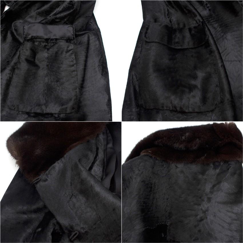 Michael Kors Black Lambs Fur & Brown Mink Fur Coat Size - US4 3