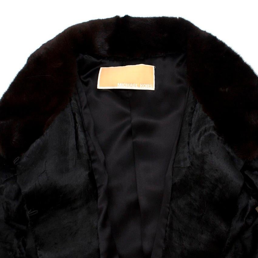 Women's Michael Kors Black Lambs Fur & Brown Mink Fur Coat Size - US4 For Sale