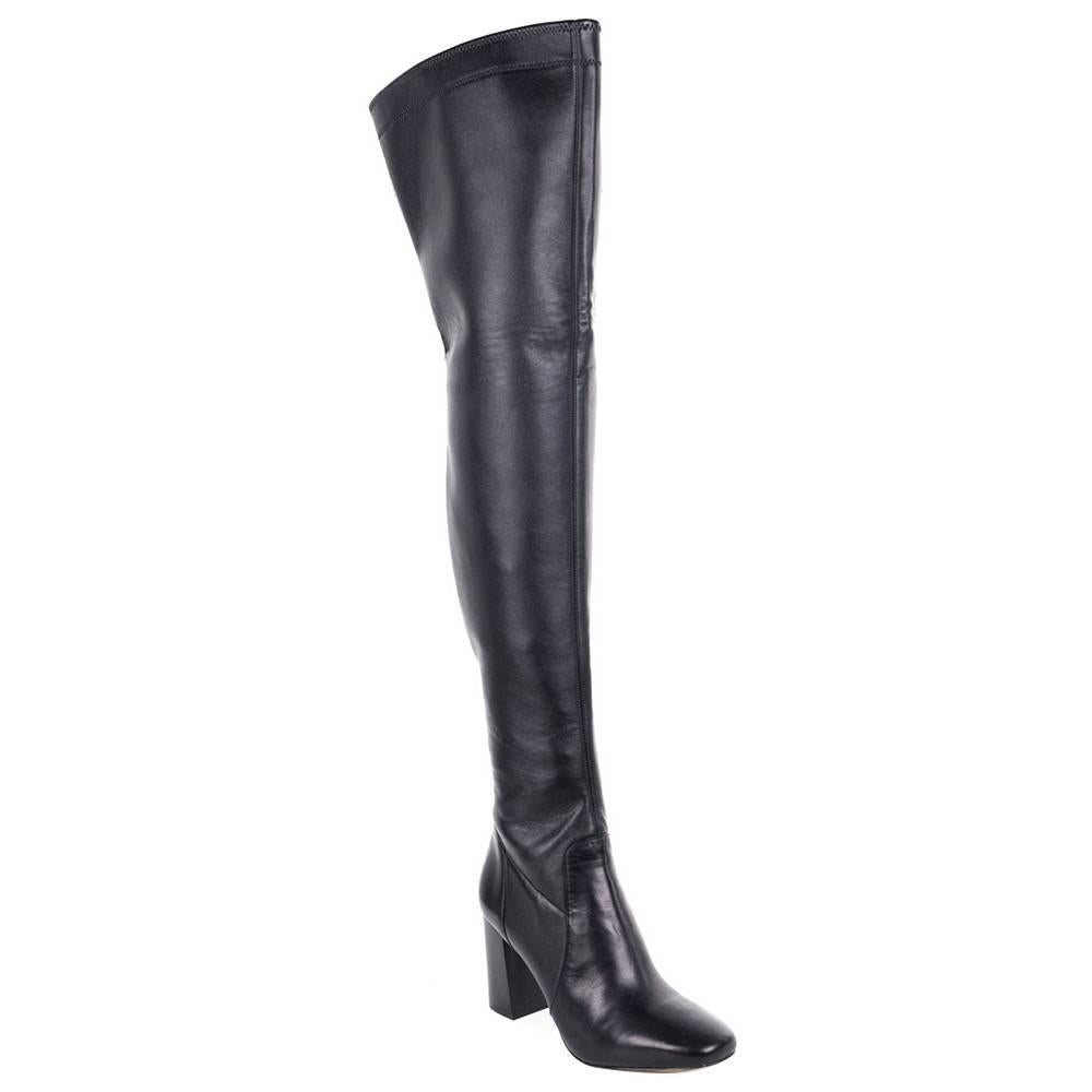 Michael Kors Black Leather 'Chase' Over The Knee Heel Boots For Sale