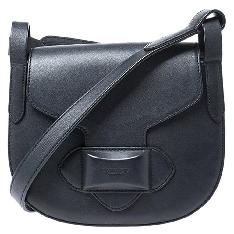 Michael Kors Black Leather Daria Crossbody Bag