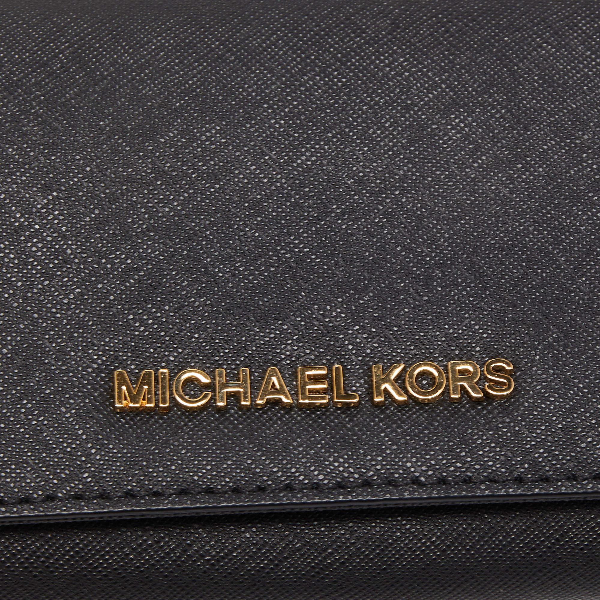 Michael Kors Black Leather Flap Continental Wallet 1