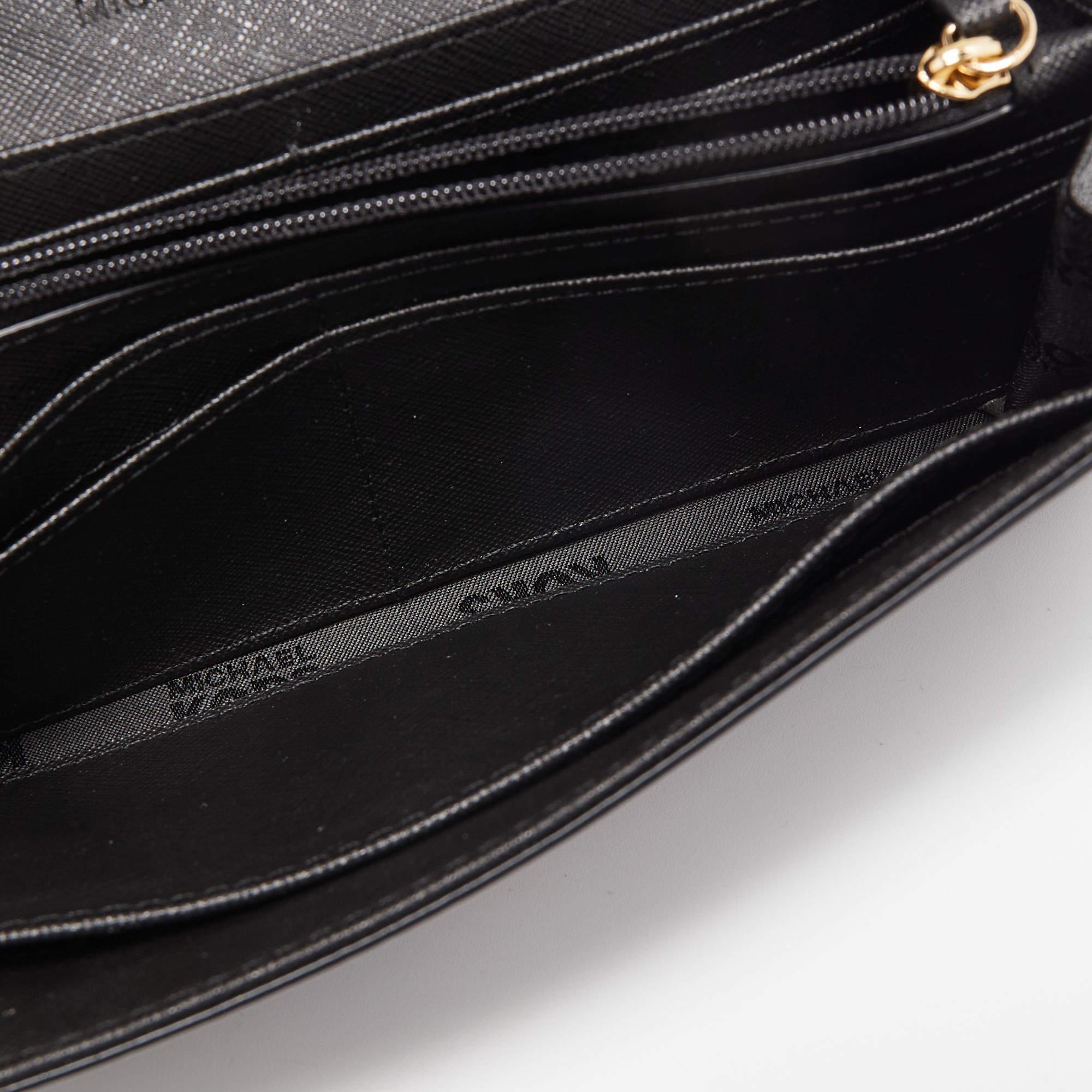 Michael Kors Black Leather Flap Continental Wallet 4