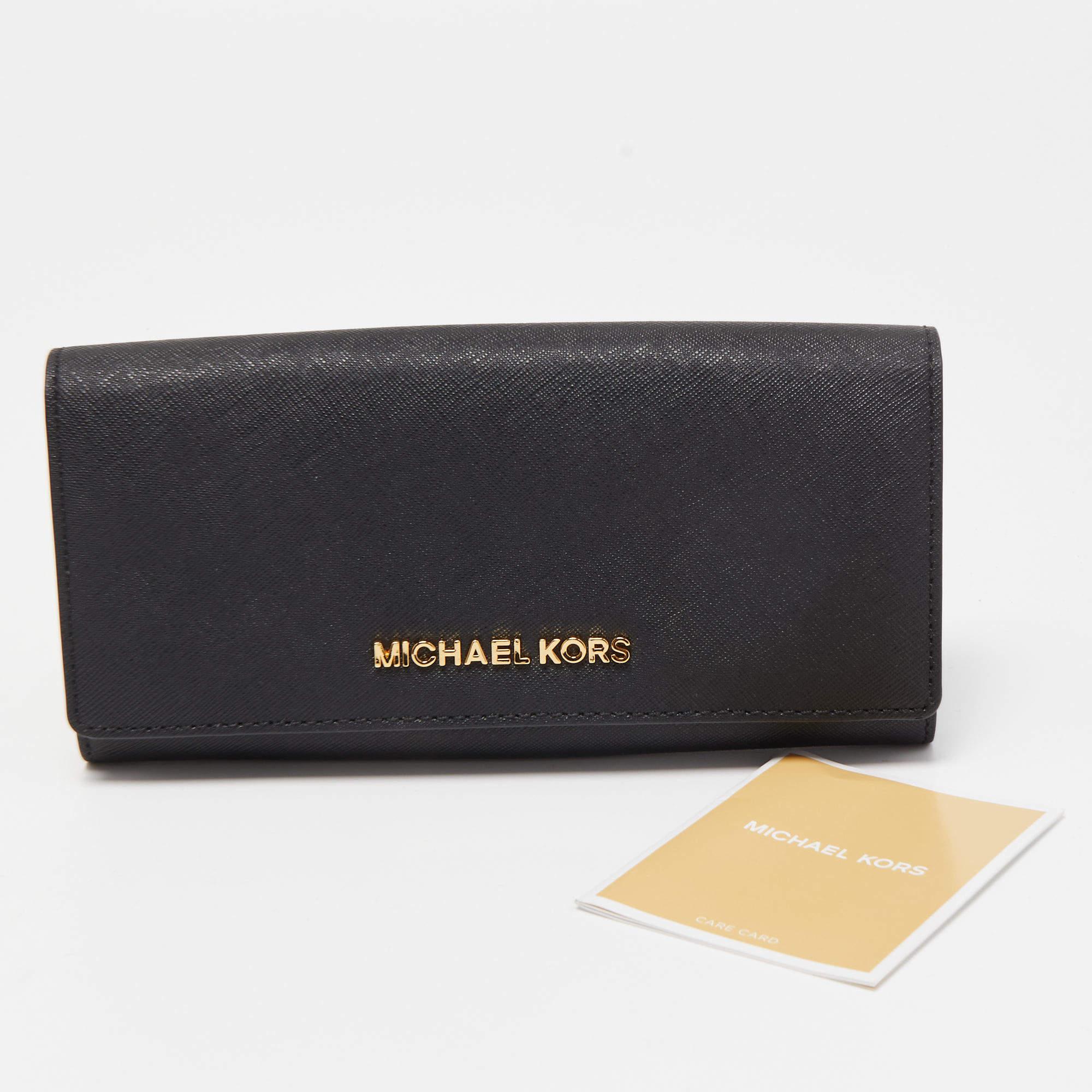 Michael Kors Black Leather Flap Continental Wallet 5