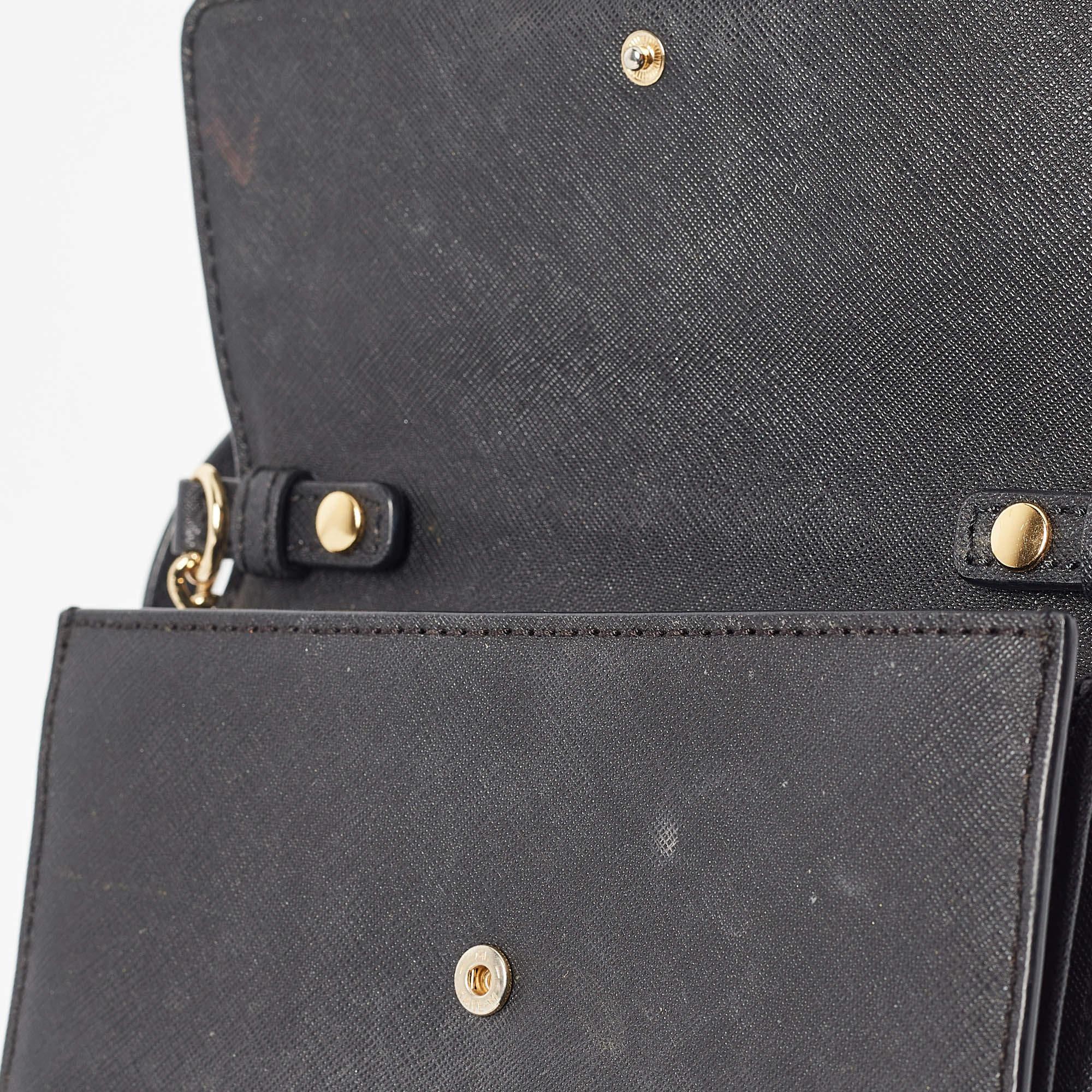 Michael Kors Black Leather Jet Set Flap Crossbody Bag 4