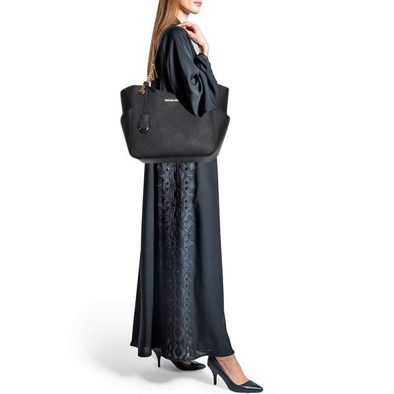 Michael Kors Bolso grande de piel negro con cadena Jet Set 2