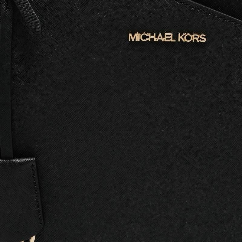 Michael Kors Bolso grande de piel negro con cadena Jet Set 3