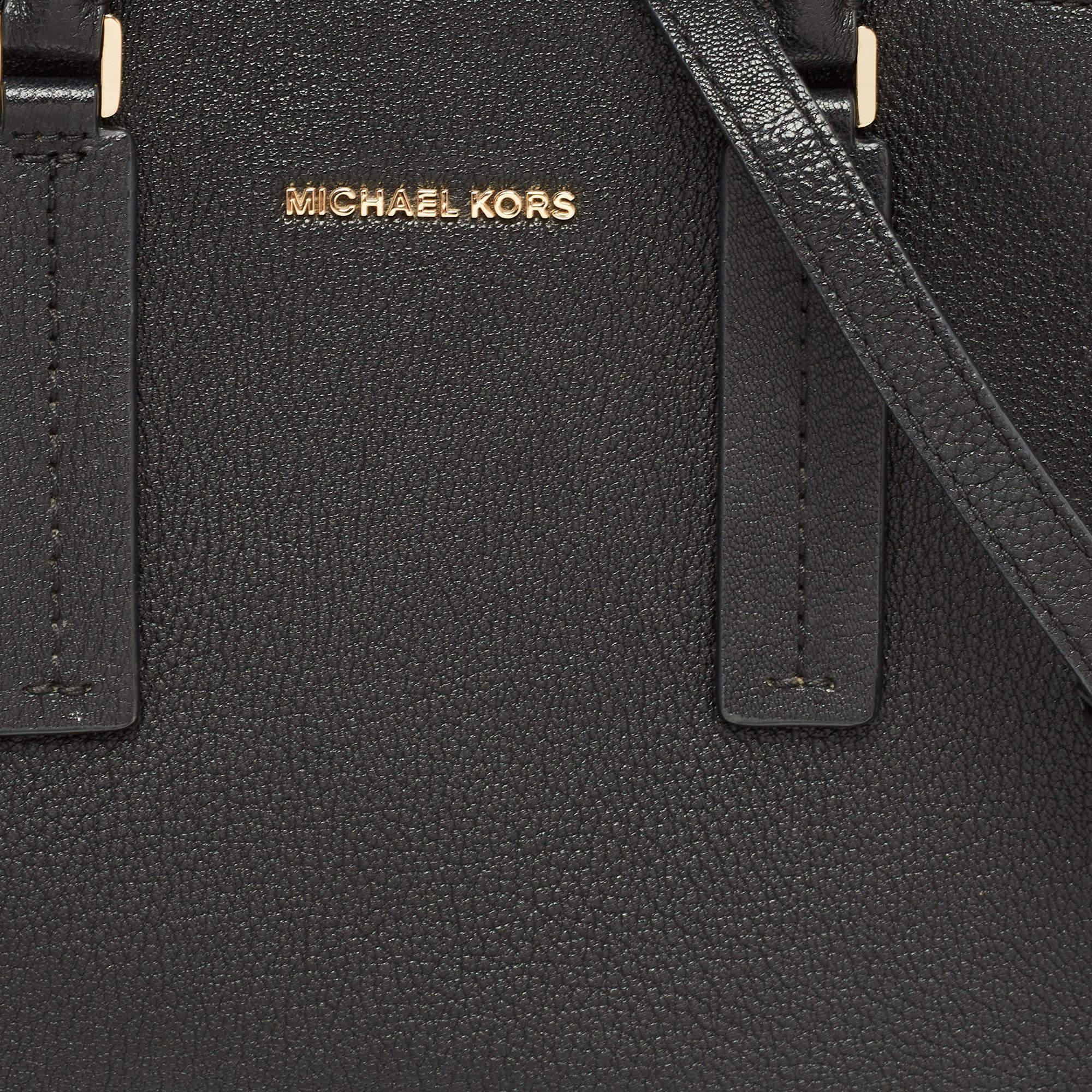 Michael Kors Black Leather Medium Alessa Satchel 1
