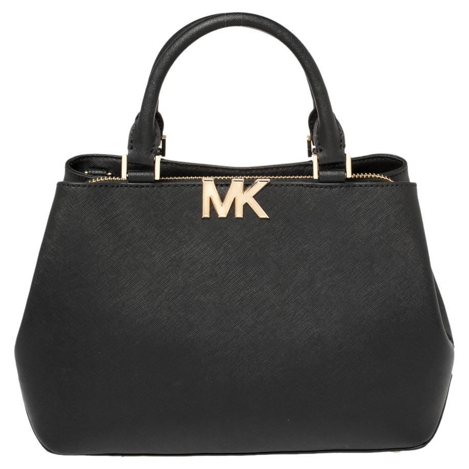 Michael Kors Schwarzes Leder Medium Florence Satchel im Angebot