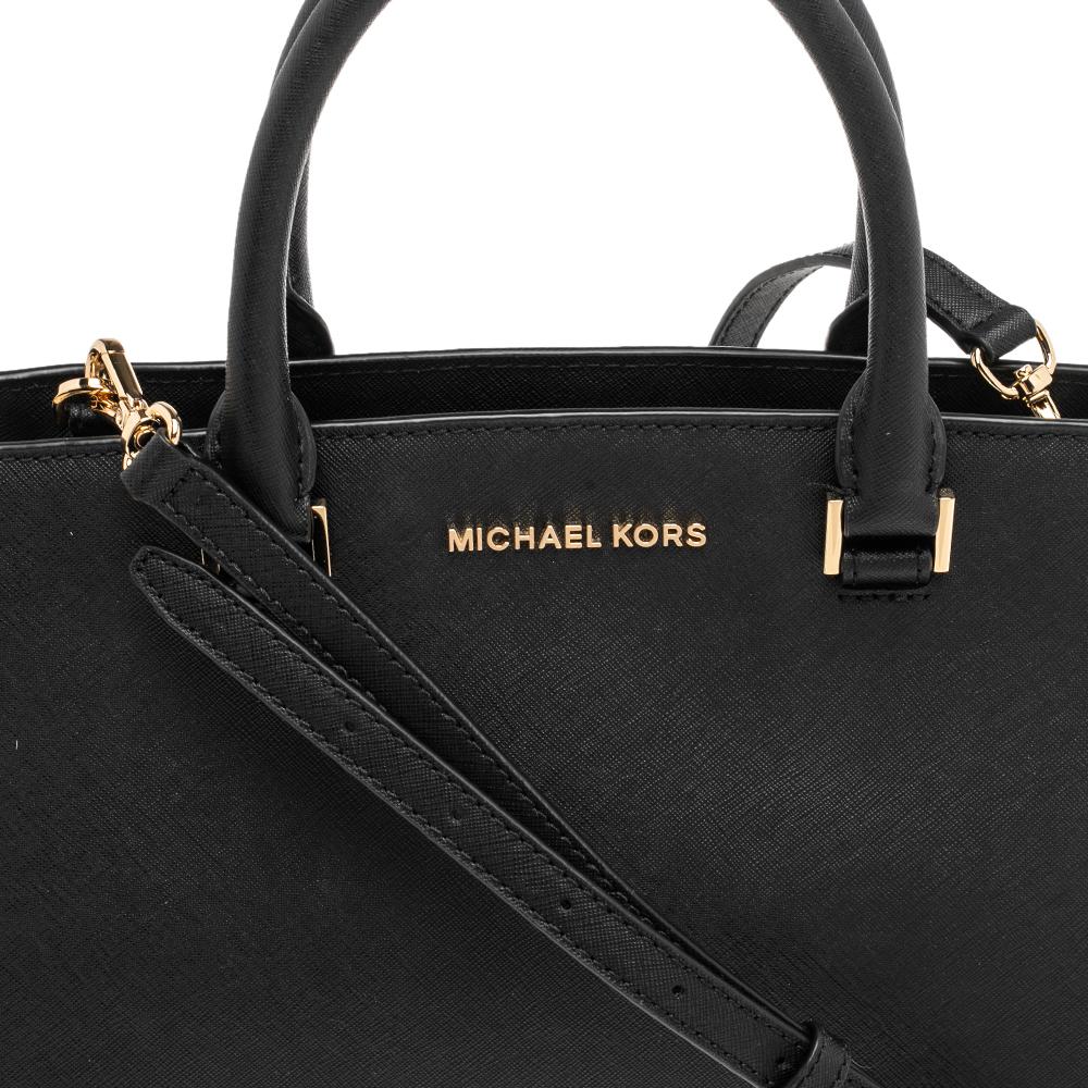 Michael Kors Black Leather Selma Satchel For Sale 1