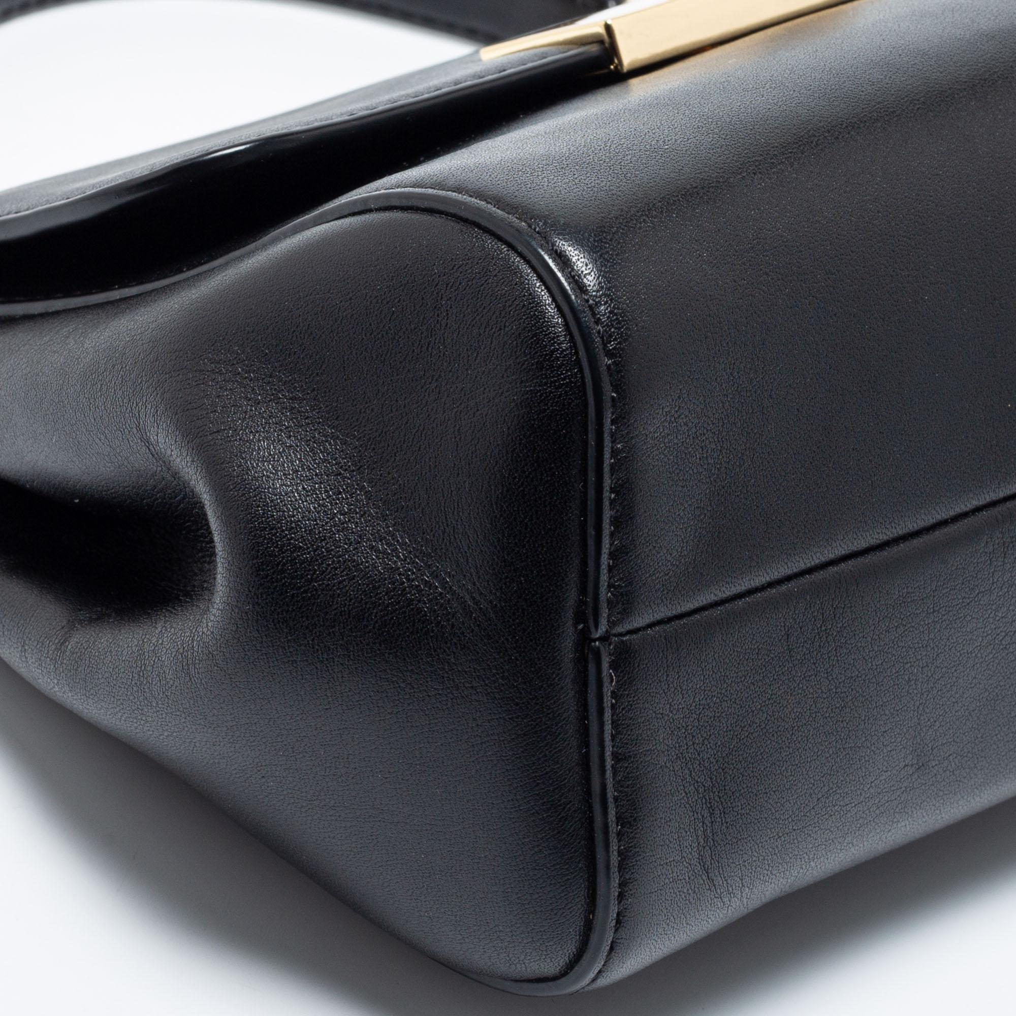 Women's Michael Kors Black Leather Small Marlow Top Handle Bag