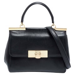 Michael Kors Black Leather Small Marlow Top Handle Bag