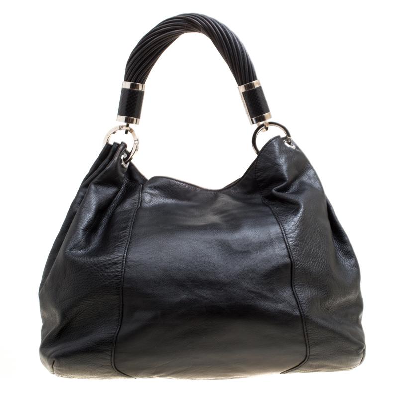 Michael kors black leather hobo deals purse