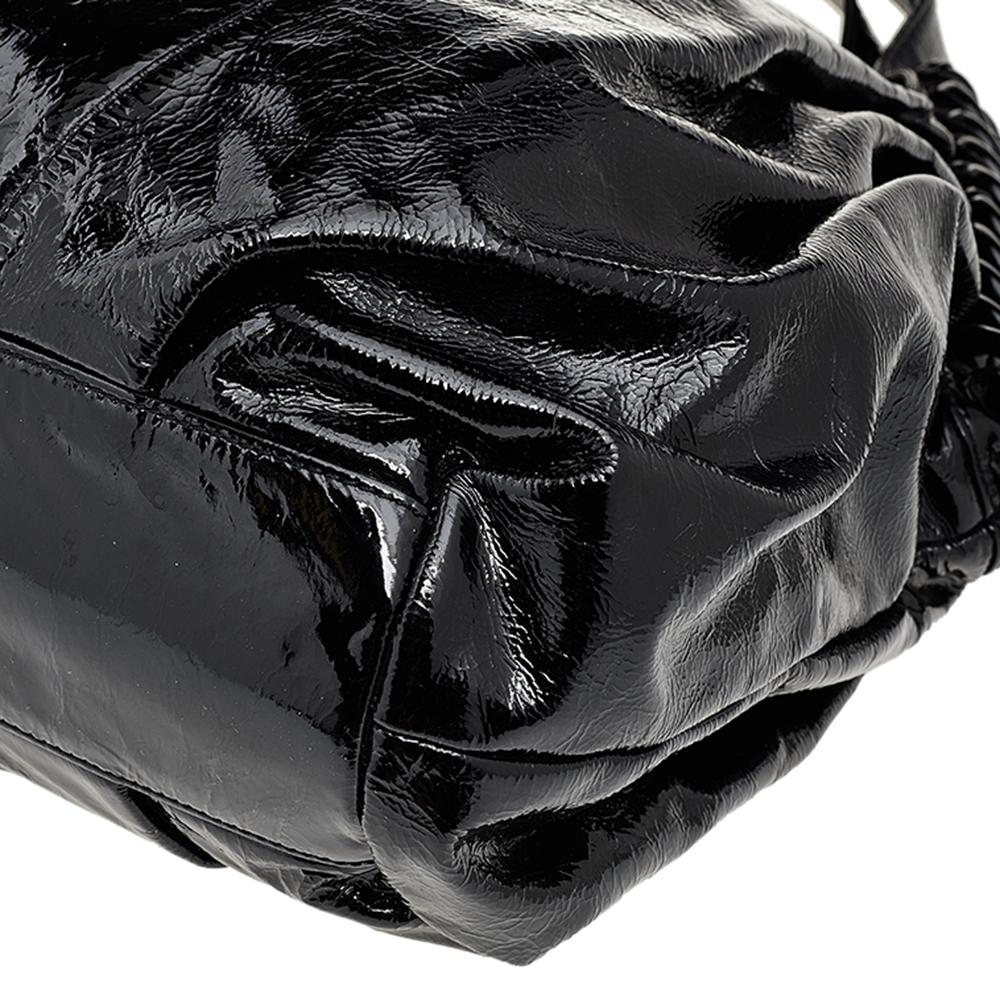 Michael Kors Black Patent Leather Chain Hobo 2