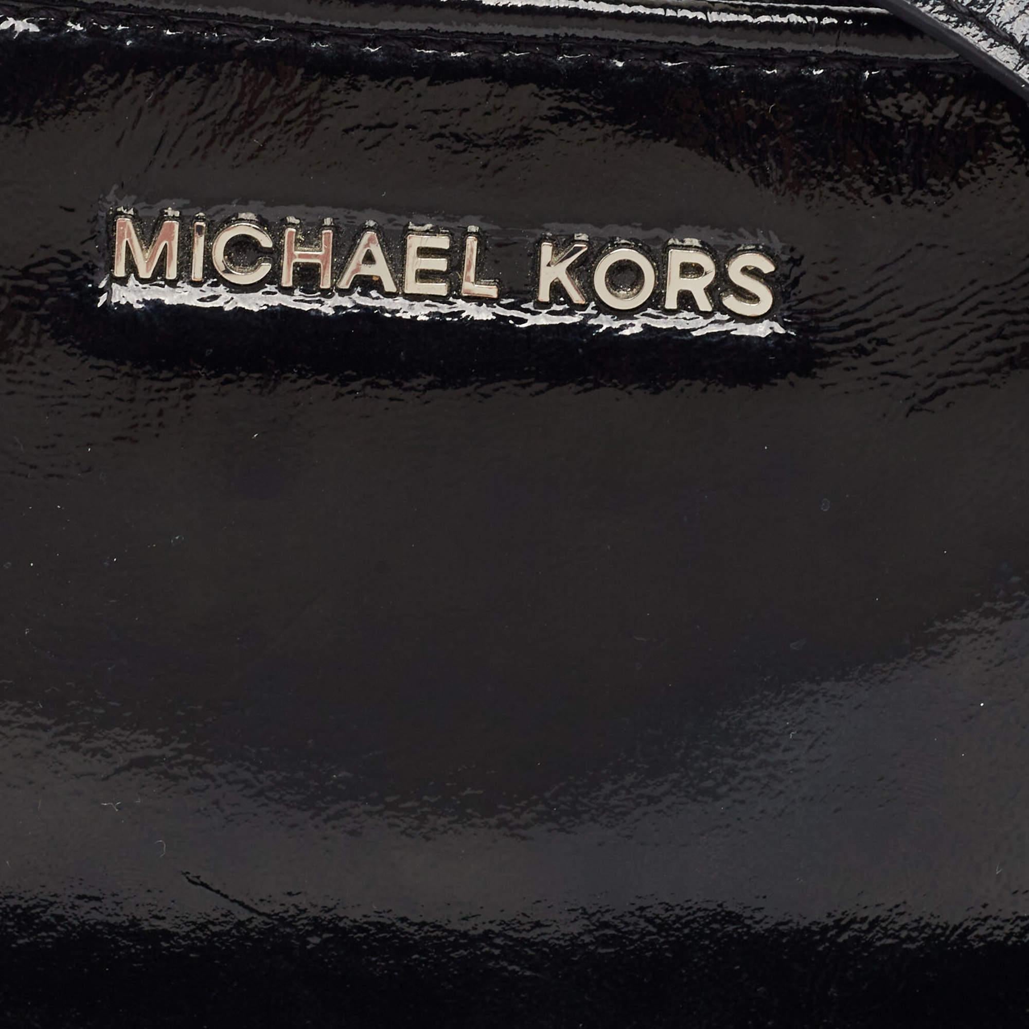 Michael Kors Black Patent Leather Zip Crossbody Bag For Sale 1