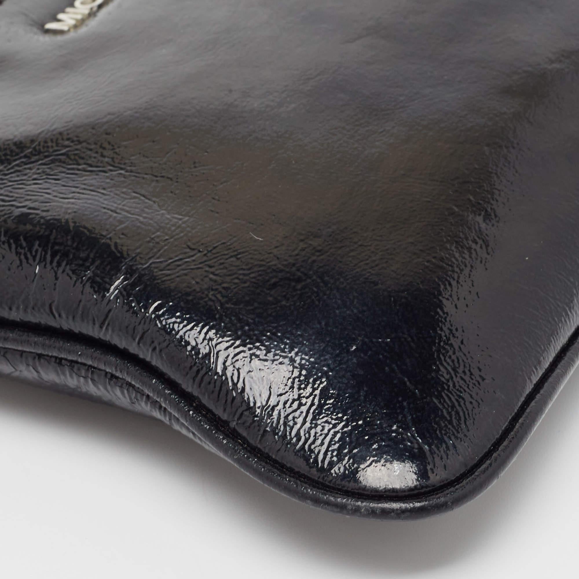 Michael Kors Black Patent Leather Zip Crossbody Bag For Sale 5