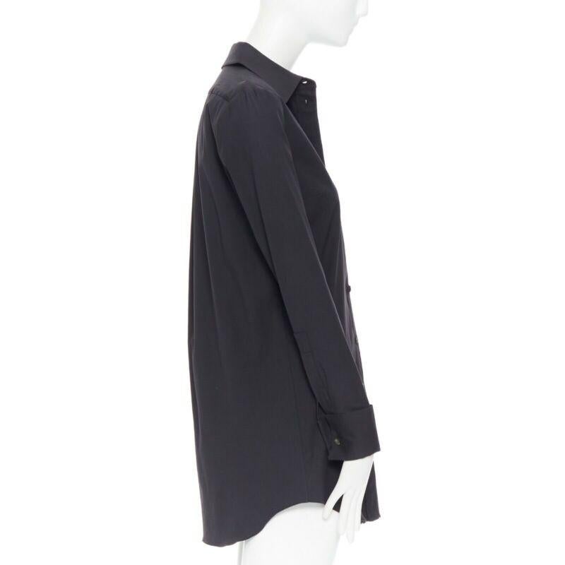 MICHAEL KORS black peak spread collar folded cuffs patch pocket long shirt US0 In Good Condition For Sale In Hong Kong, NT