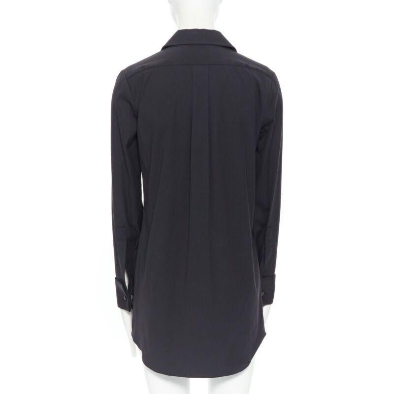Women's MICHAEL KORS black peak spread collar folded cuffs patch pocket long shirt US0 For Sale