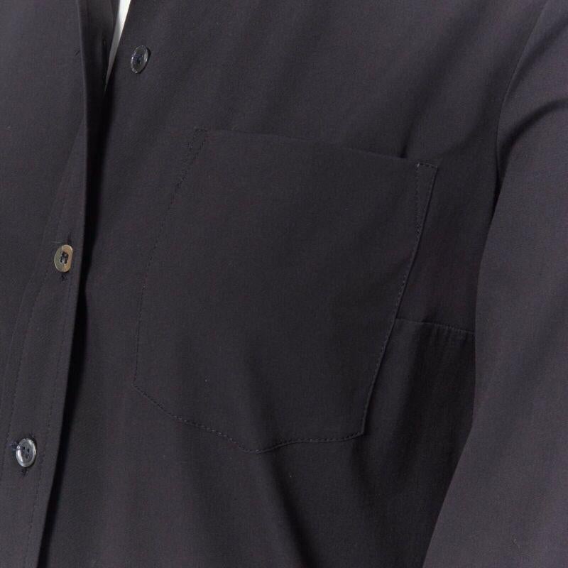 MICHAEL KORS black peak spread collar folded cuffs patch pocket long shirt US0 For Sale 2