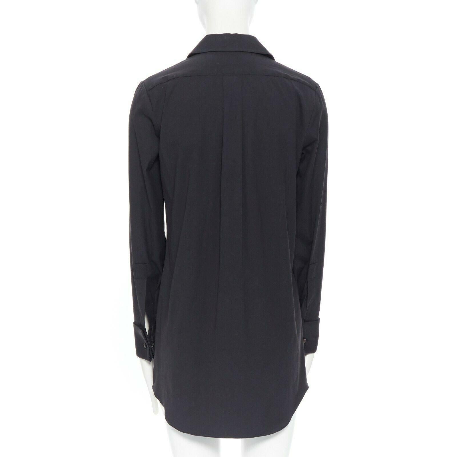 MICHAEL KORS black peak spread collar folded cuffs patch pocket long shirt US0 In Good Condition In Hong Kong, NT