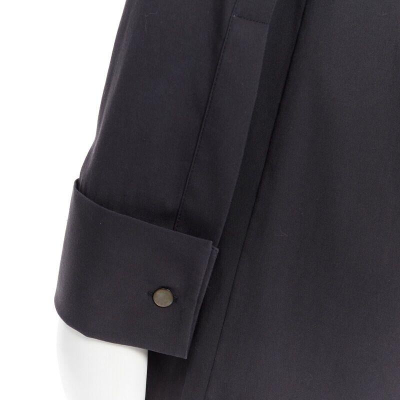 MICHAEL KORS black peak spread collar folded cuffs patch pocket long shirt US0 For Sale 3