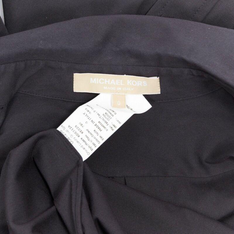 MICHAEL KORS black peak spread collar folded cuffs patch pocket long shirt US0 For Sale 3