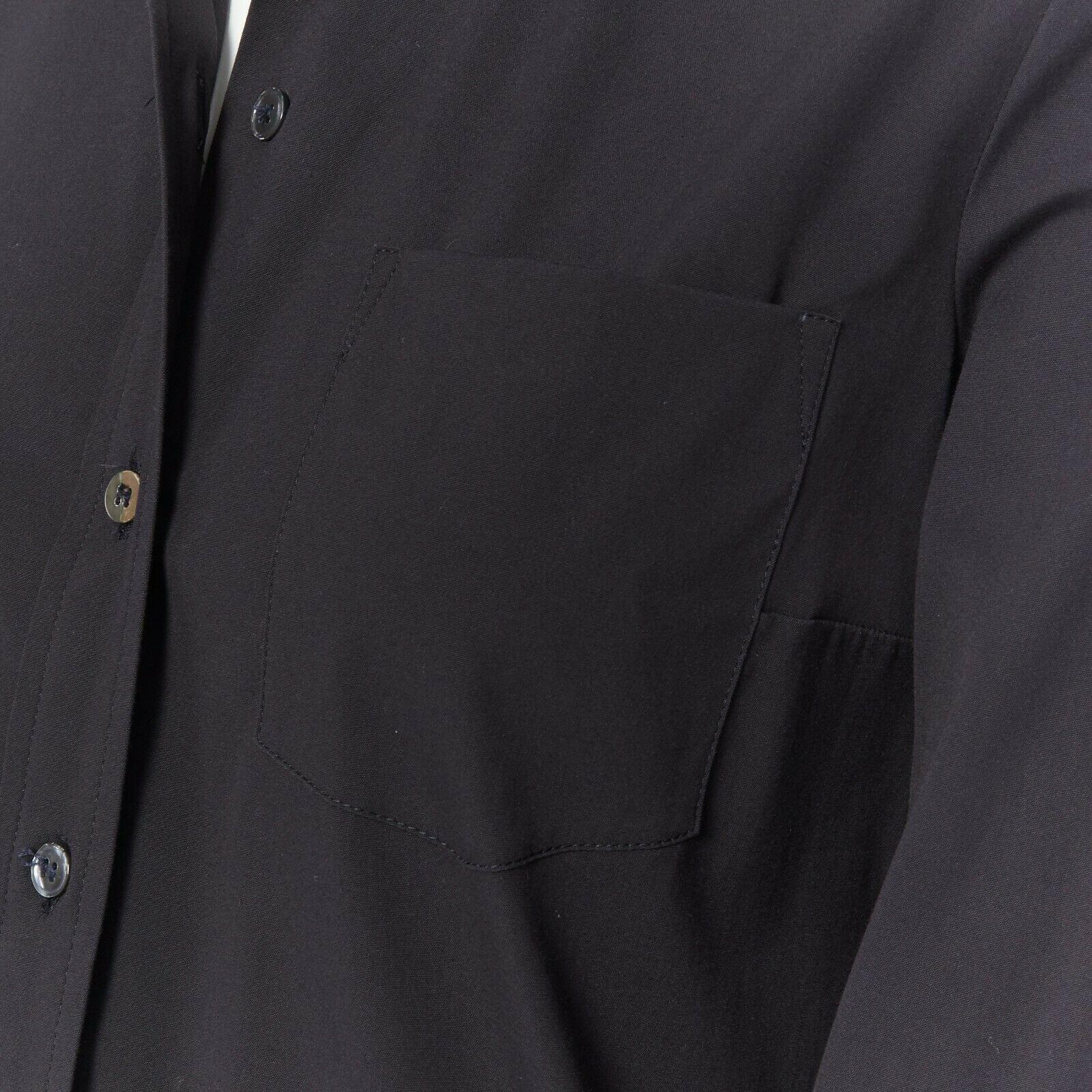MICHAEL KORS black peak spread collar folded cuffs patch pocket long shirt US0 1