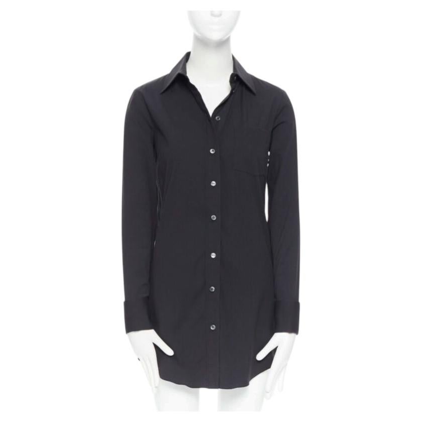 MICHAEL KORS black peak spread collar folded cuffs patch pocket long shirt US0 For Sale