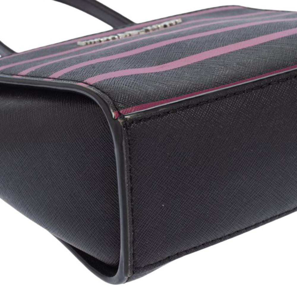 Michael Kors Schwarz/Pink Saffiano Leder Mini Selma Crossbody Tasche 7