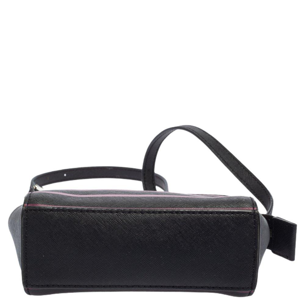 Michael Kors Schwarz/Pink Saffiano Leder Mini Selma Crossbody Tasche 1