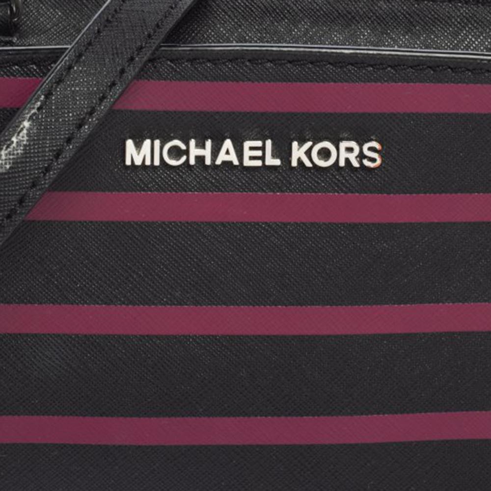 Michael Kors Schwarz/Pink Saffiano Leder Mini Selma Crossbody Tasche 2