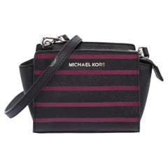 Michael Kors Schwarz/Pink Saffiano Leder Mini Selma Crossbody Tasche