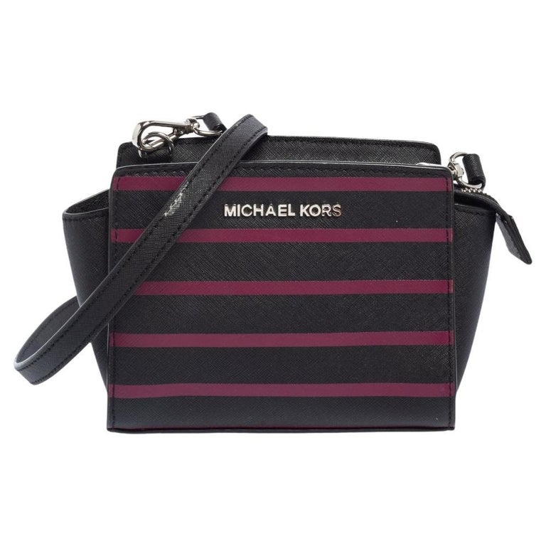 Michael Kors Black/Pink Saffiano Leather Mini Selma Crossbody Bag For Sale  at 1stDibs | black and pink michael kors bag