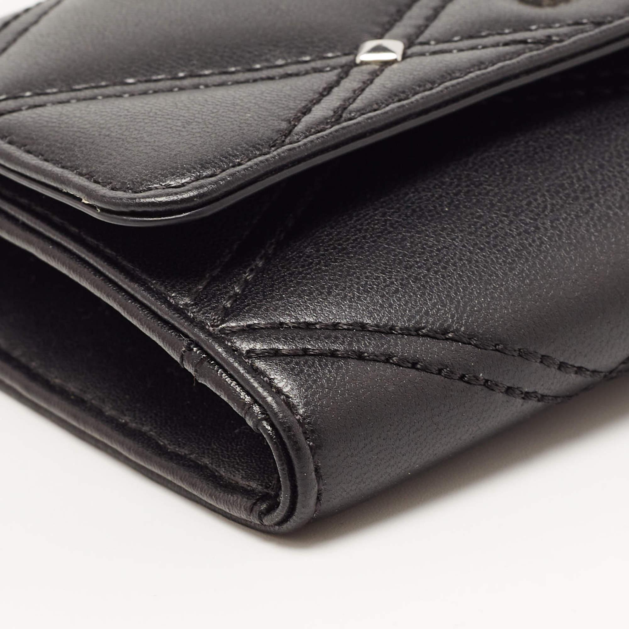 Michael Kors Black Quilted Leather Jet Set Travel Trifold Continental Wallet 1