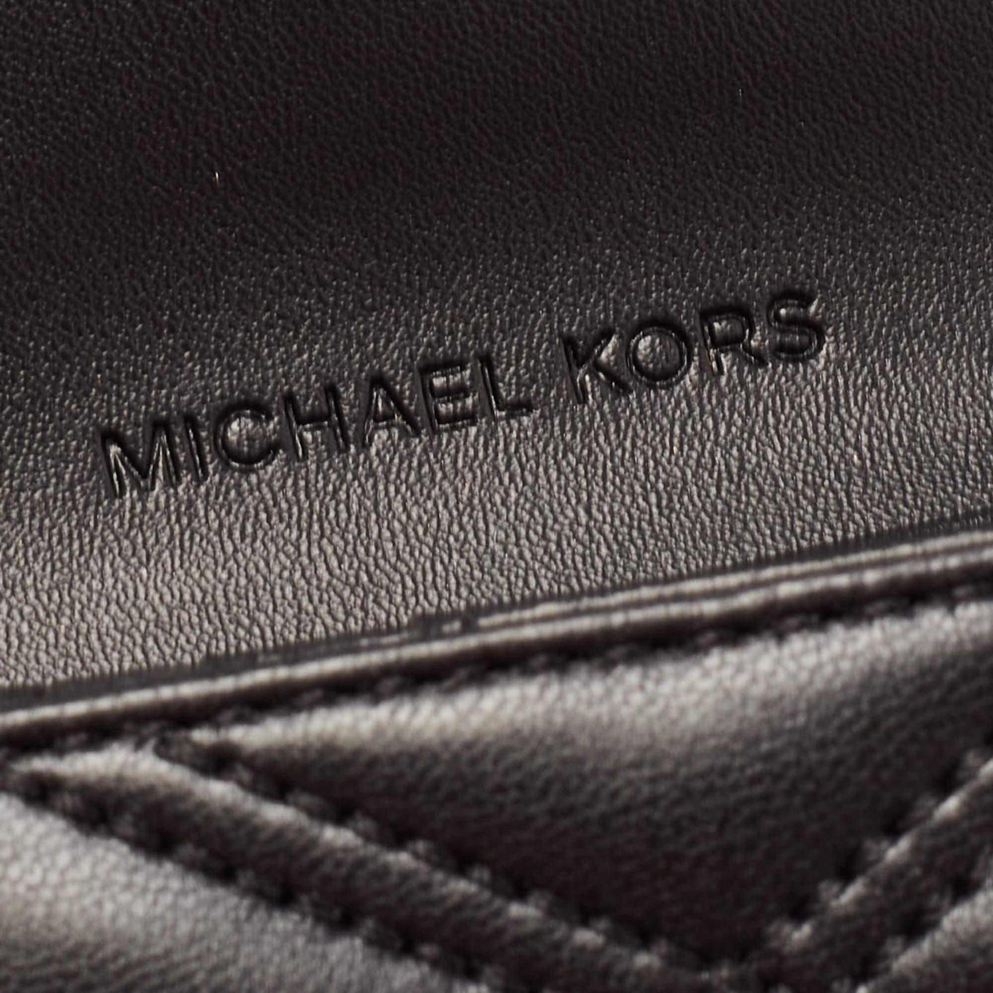 Michael Kors Black Quilted Leather Jet Set Travel Trifold Continental Wallet 3