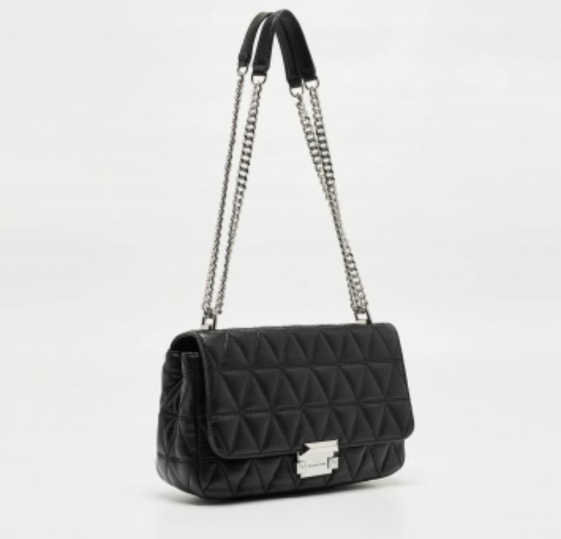 Noir Michael Kors - Grand sac à bandoulière Sloan en cuir matelassé noir