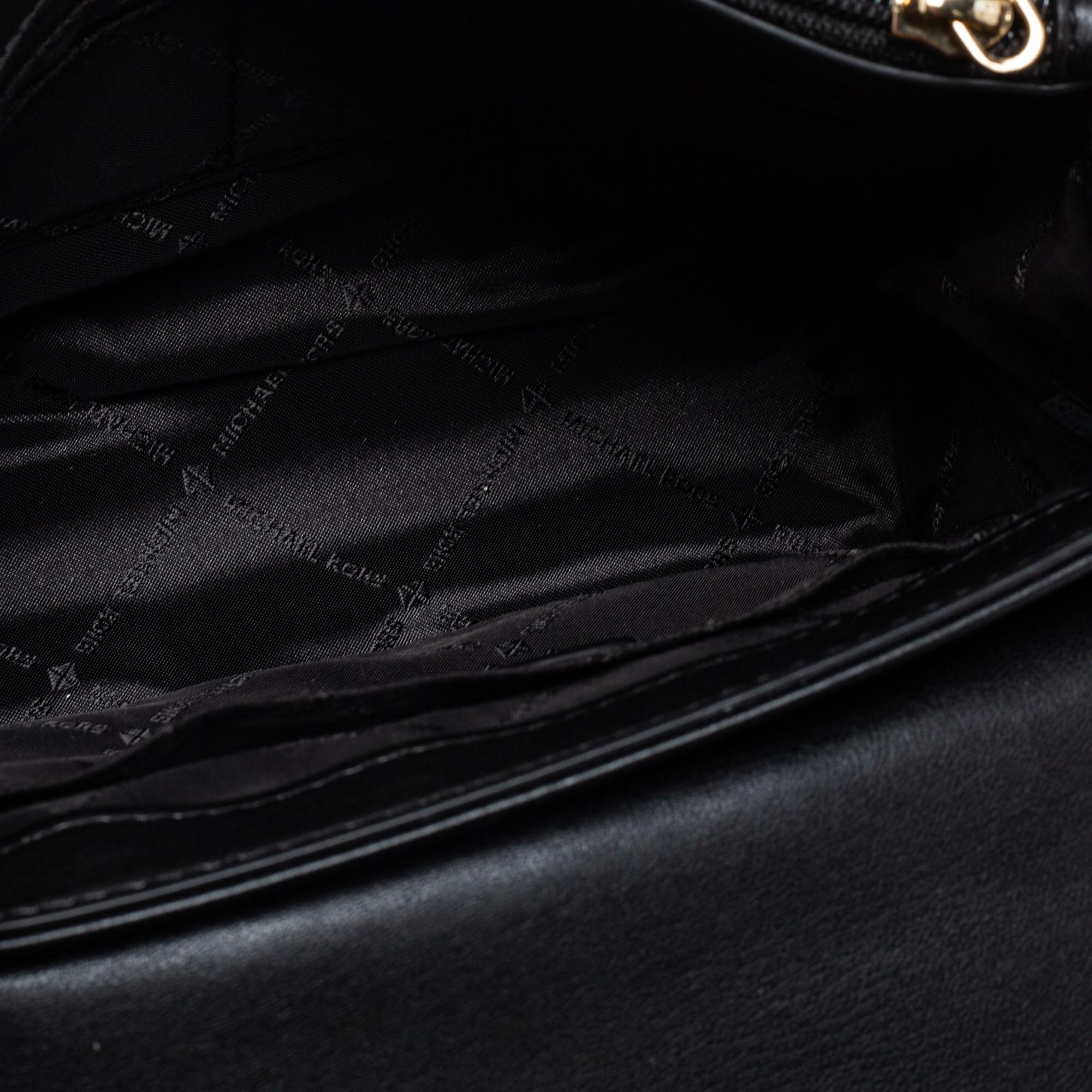 Michael Kors Black Quilted Leather Medium Rose Flap Shoulder Bag 3