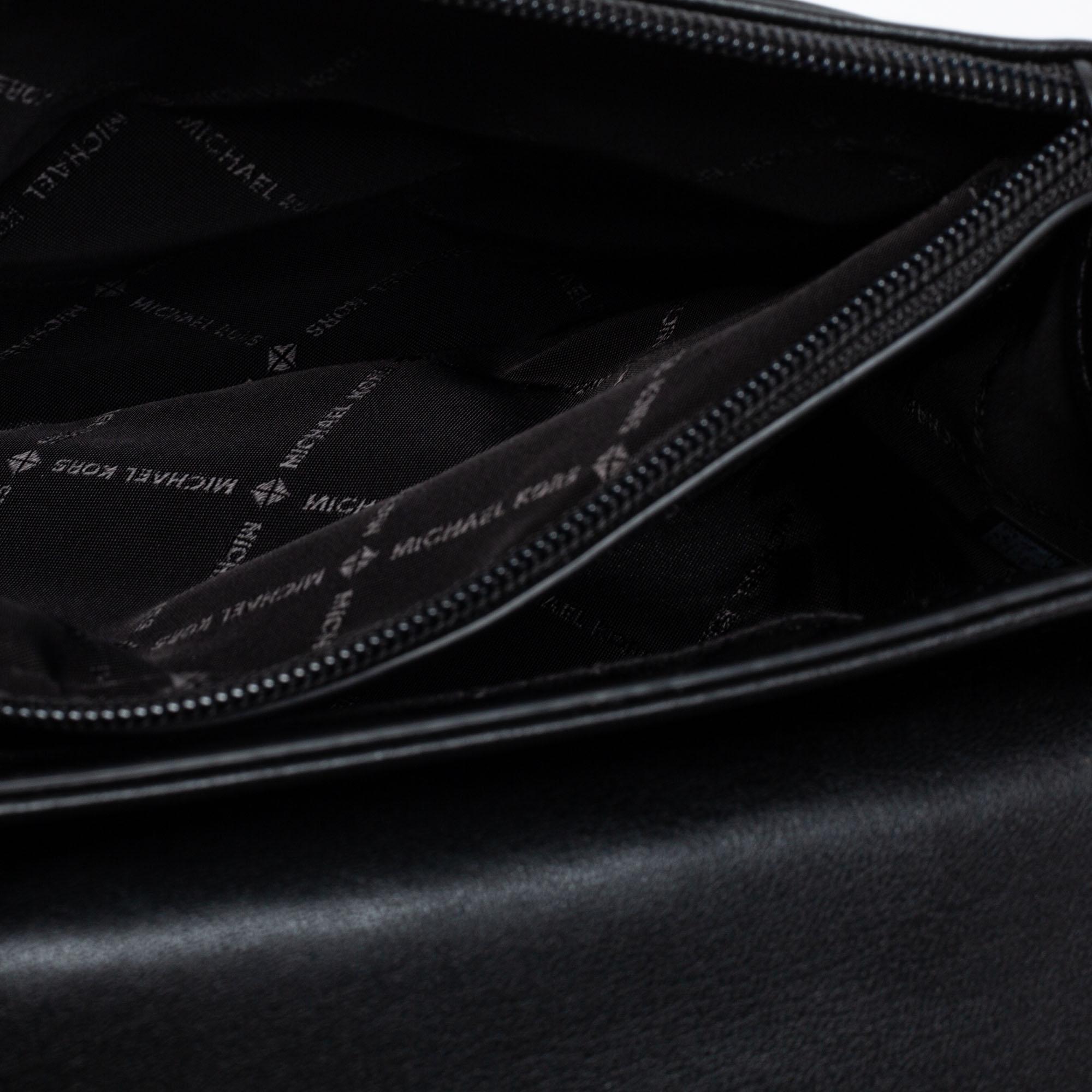 Michael Kors Black Quilted Leather Medium Rose Flap Shoulder Bag at