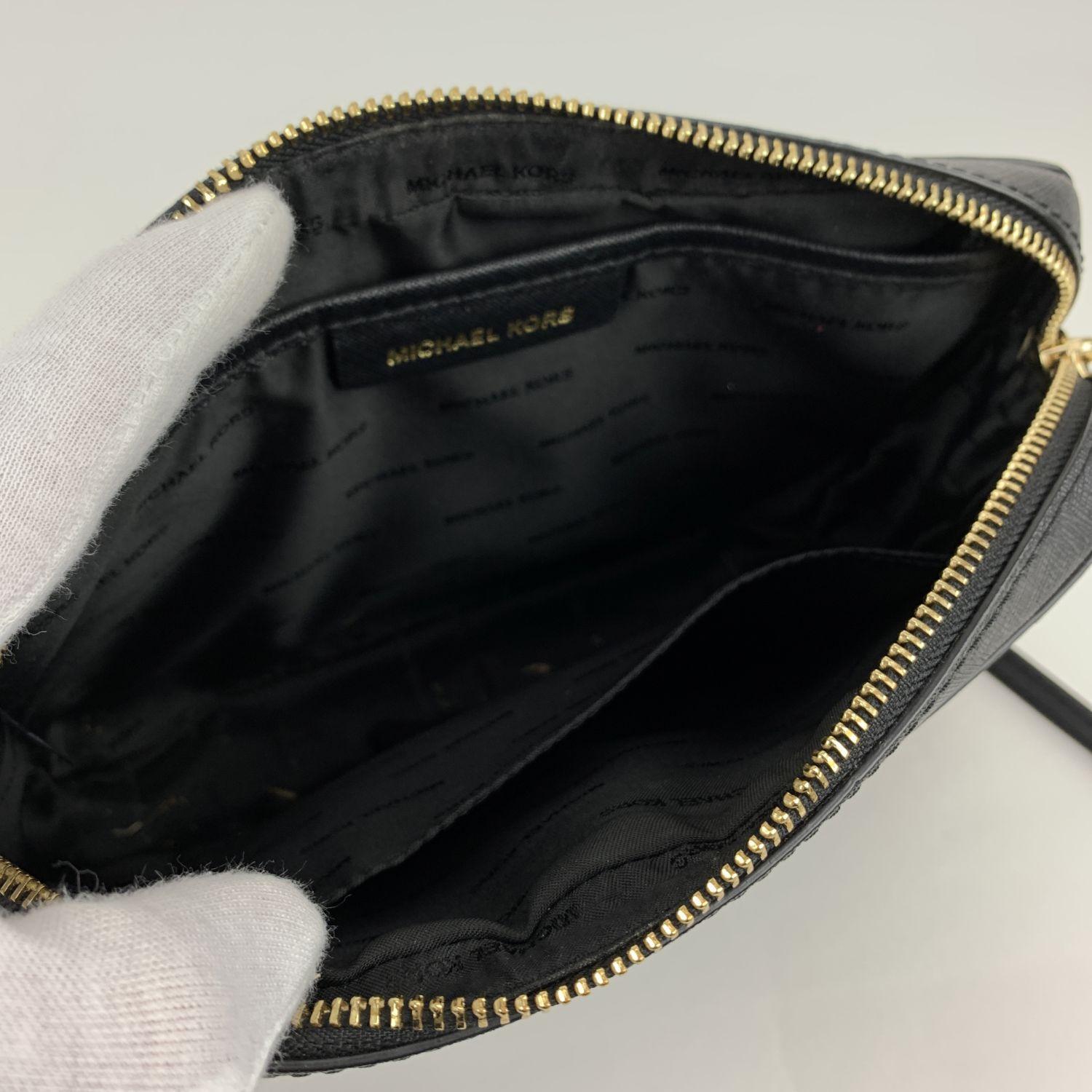 Women's Michael Kors Black Saffiano Leather Jet Set Zip Crossbody Bag