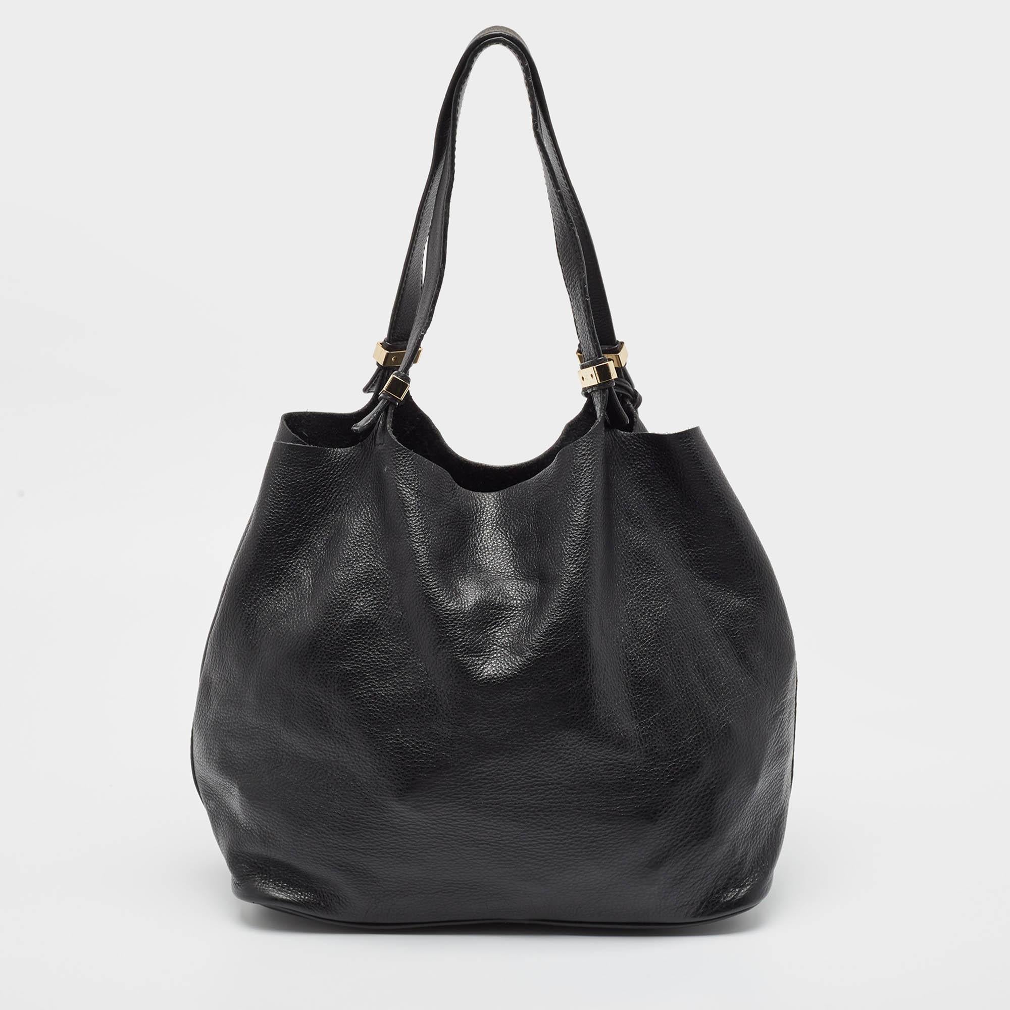 Women's Michael Kors Black Soft Leather Colgate Tote