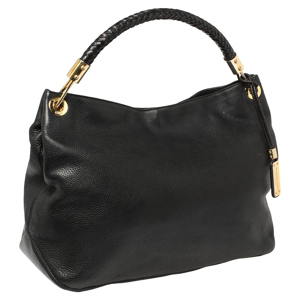 Michael Kors Black Soft Leather Skorpios Hobo