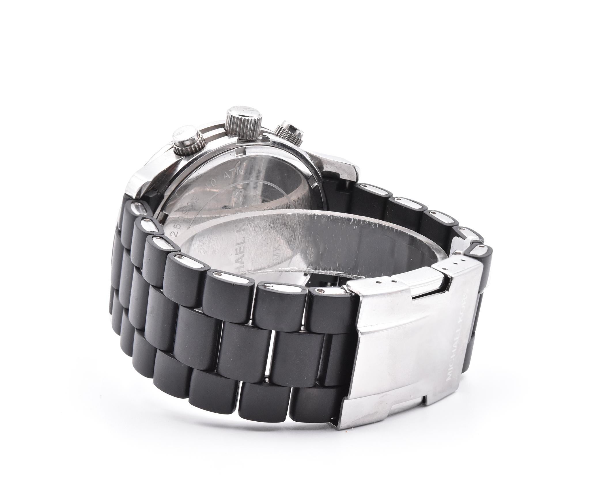 Michael Kors Black Stainless Steel Runway Chronograph In Excellent Condition In Scottsdale, AZ