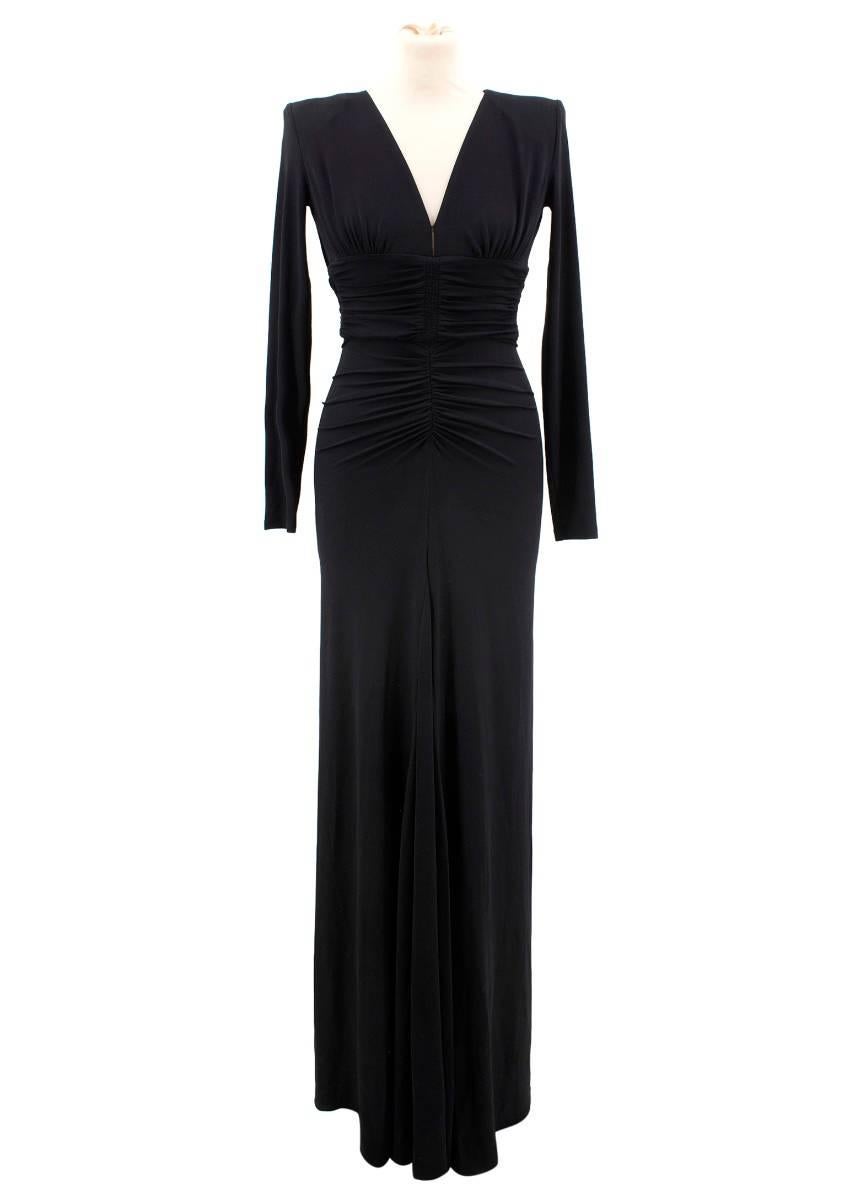 Michael Kors black long dress

Featuring:
-long sleeves
-back zip fastening
-shoulder pads
-v-neckline
-pleats detailing
-maxi length
-stretchy material

Approx. Shoulders: 36cm Bust: 37cm Length: 154cm 

US Size: 0