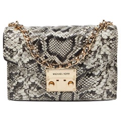 Michael Kors Black/White Python Embossed Leather Small Rose Crossbody Bag