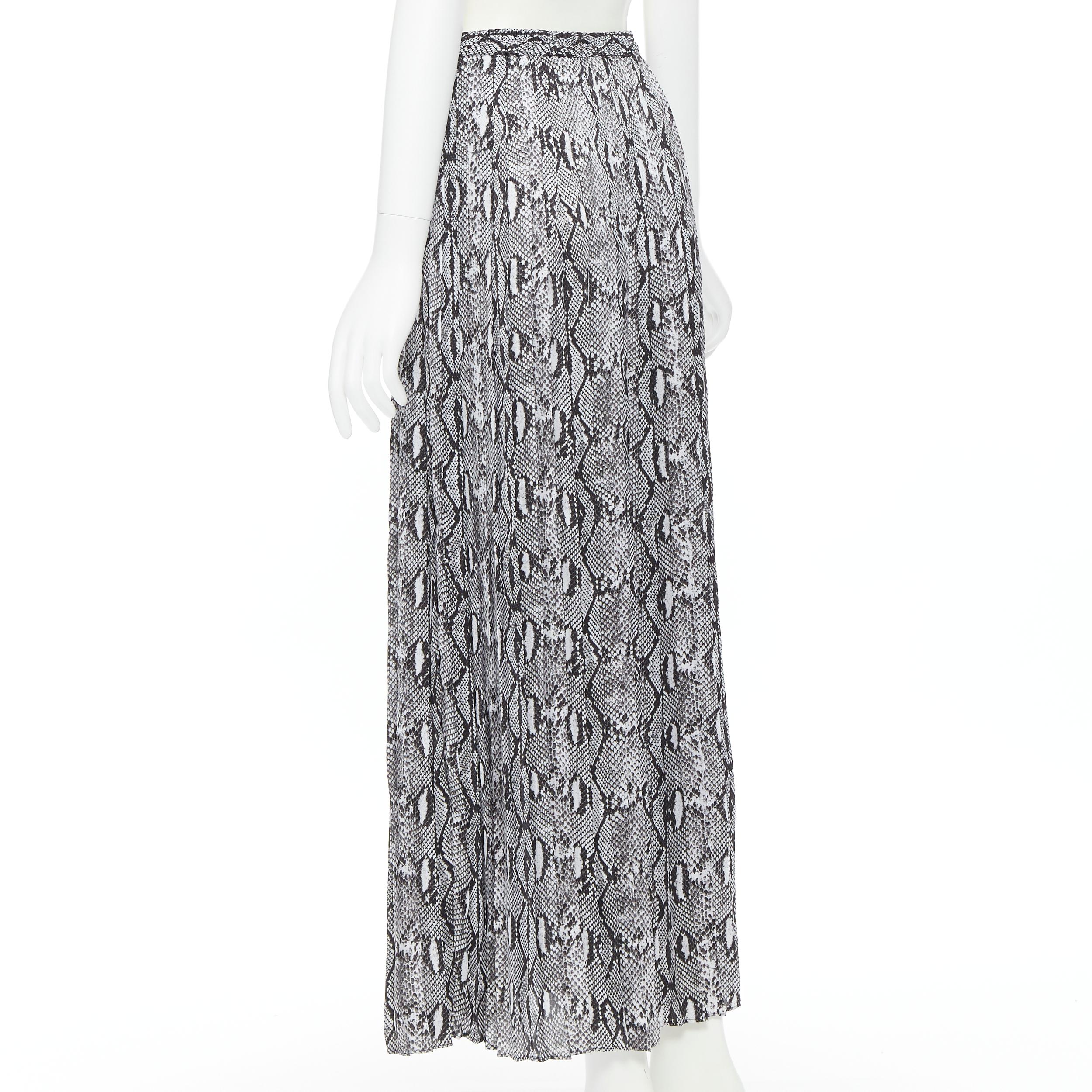 Gray MICHAEL KORS black white python print pleated midi summer skirt XS For Sale
