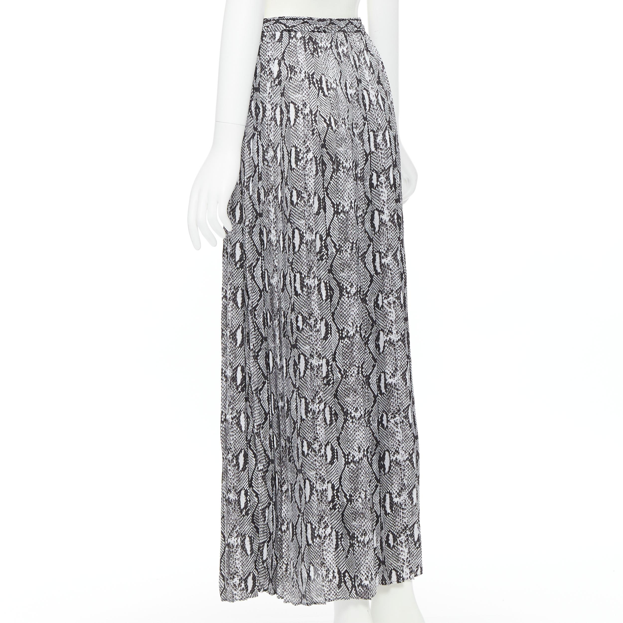 Gray MICHAEL KORS black white python print pleated midi summer skirt XS
